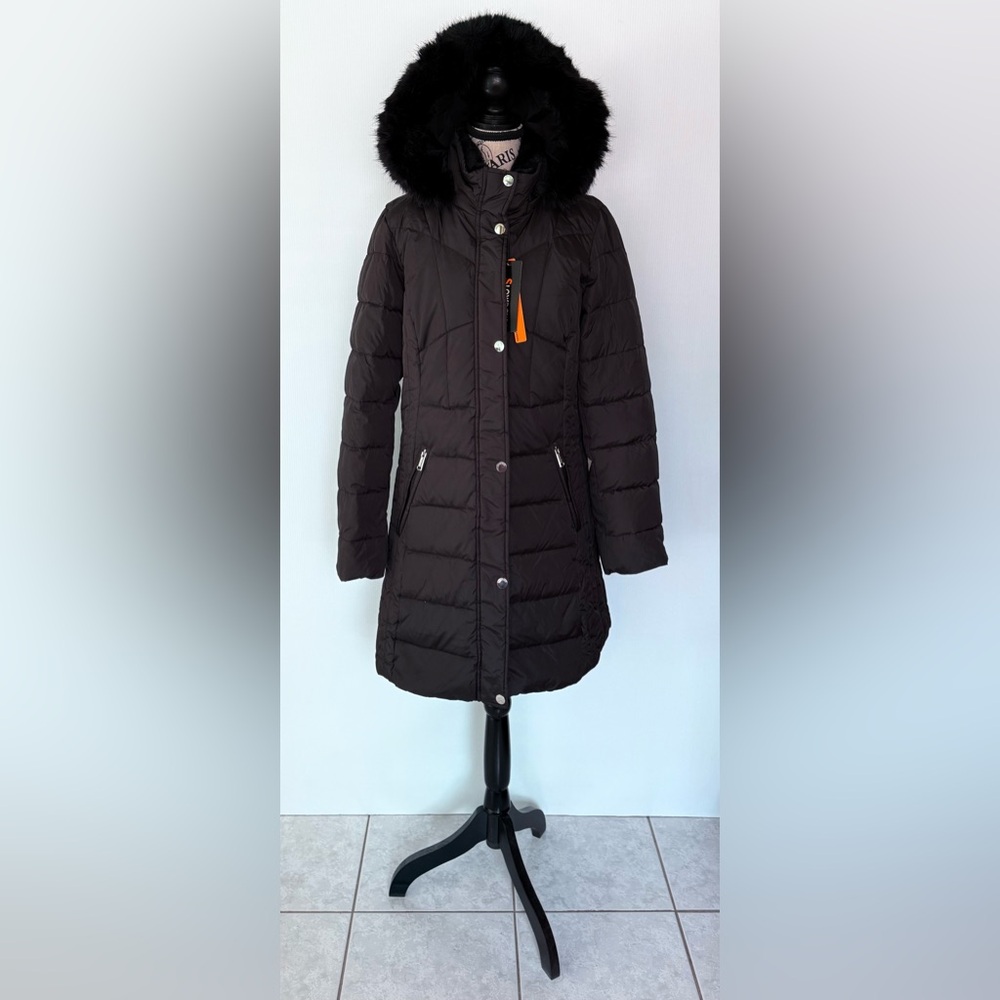SLOW DOWN Women's Winter Hooded Down Puffer Coat Jacket Black Sz M New with Tags